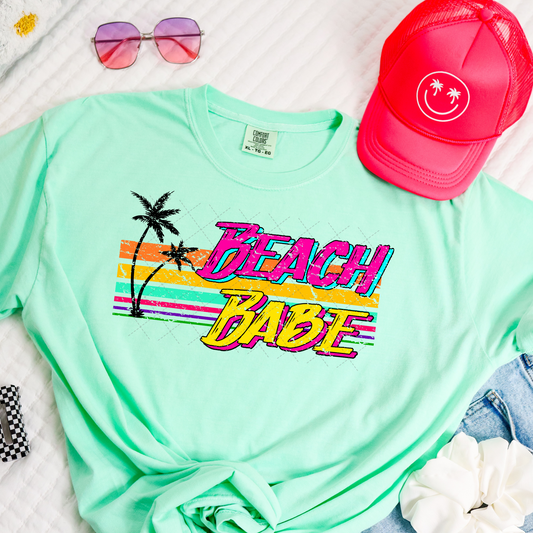 Retro Beach Babe Faux Patch Transfer