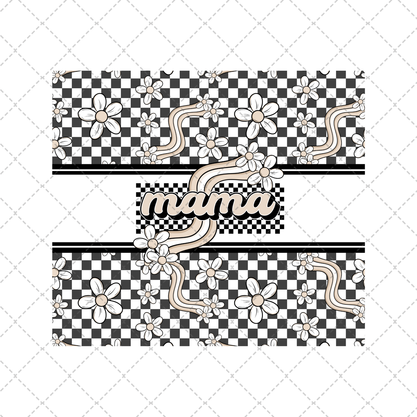 Retro Checkered Mama Tumbler Wrap - Sublimation Transfer