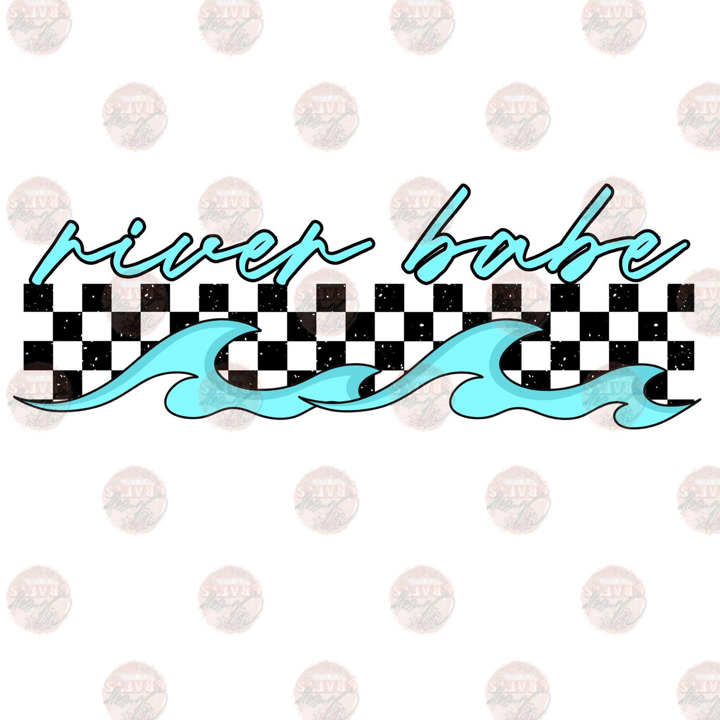 River Babe Black Checkered Transfer