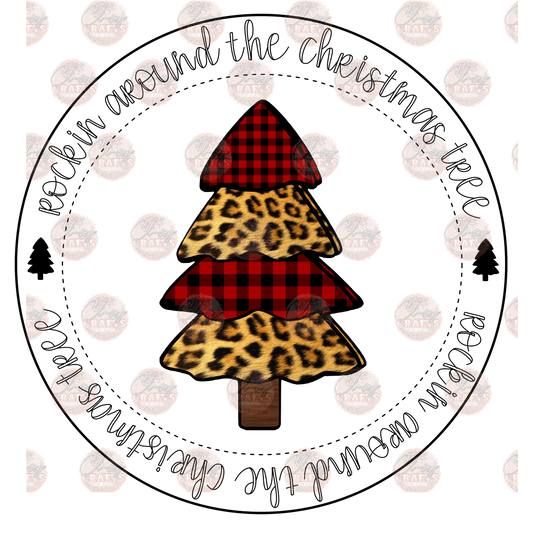 Rockin' Around The Christmas Tree Red Plaid & Cheetah - Sublimation Transfer