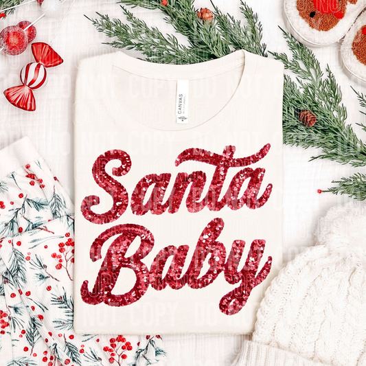 SANTA BABY FAUX SEQUIN TRANSFER