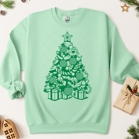 Green Christmas Tree & Gifts Transfers