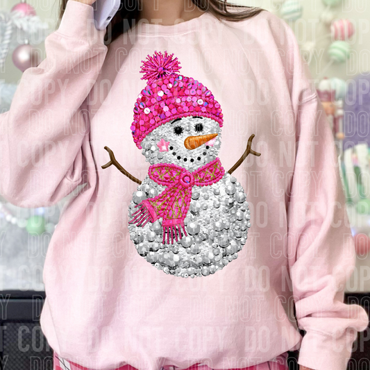 SNOWMAN PINK DIAMOND SEQUINS TRANSFER
