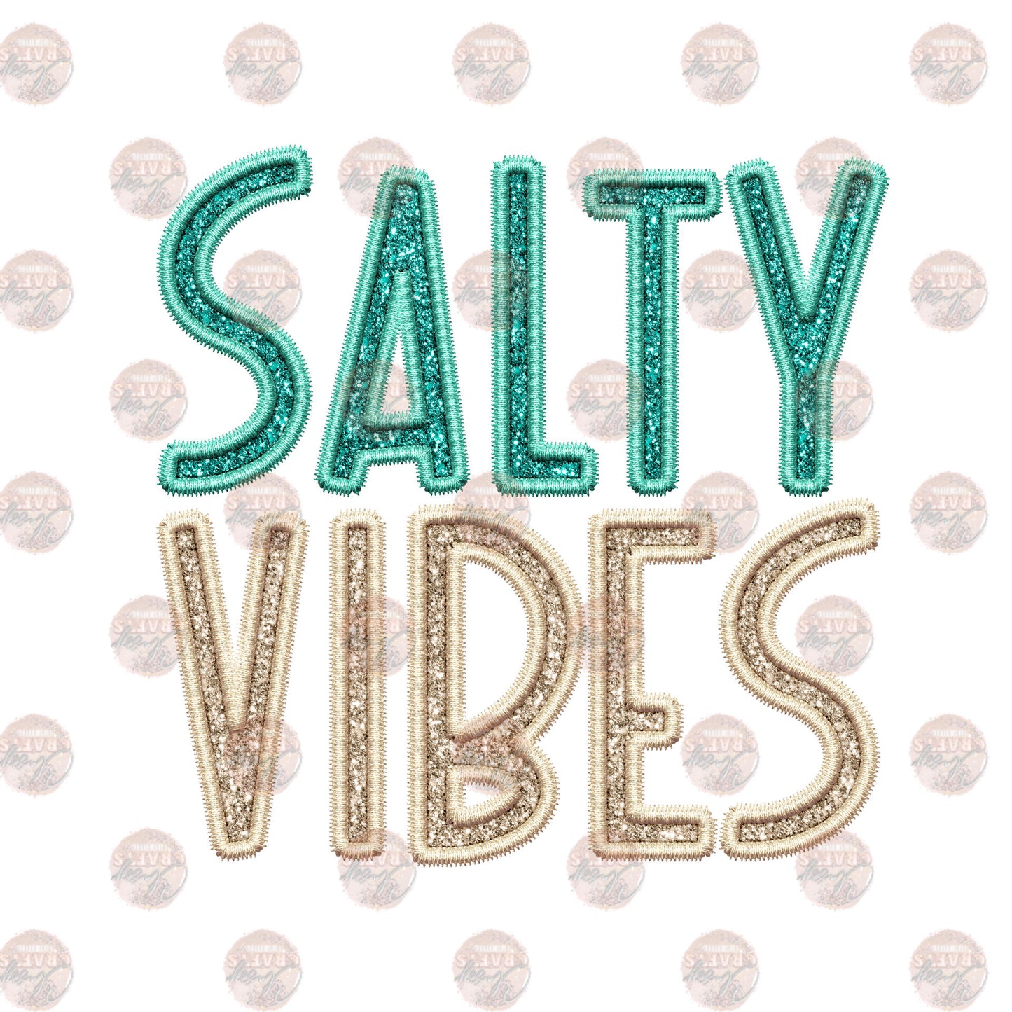 Salty Vibes Green And Tan Transfer