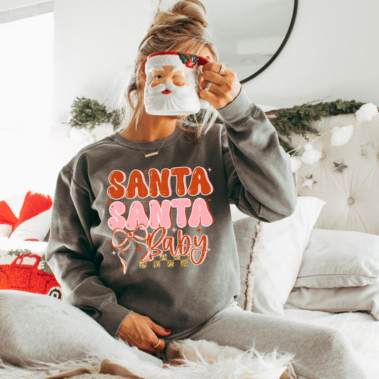 Santa Santa Baby Pink Transfer