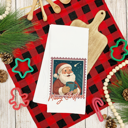 Santas Coffee Tea Towel Transfer