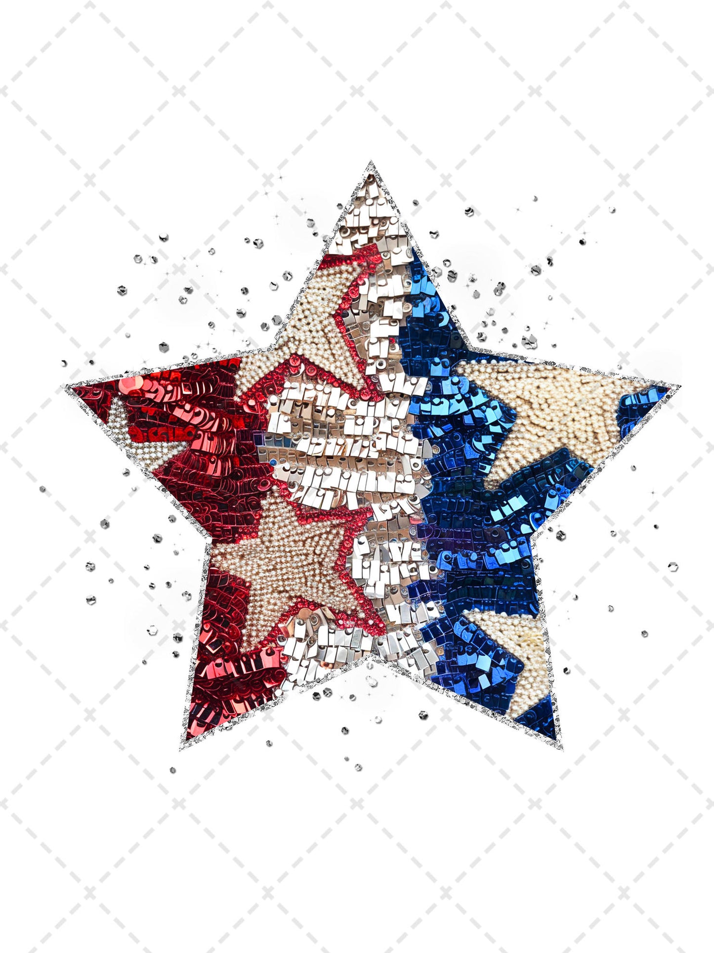 Red White and Blue Sequins Star Transfer