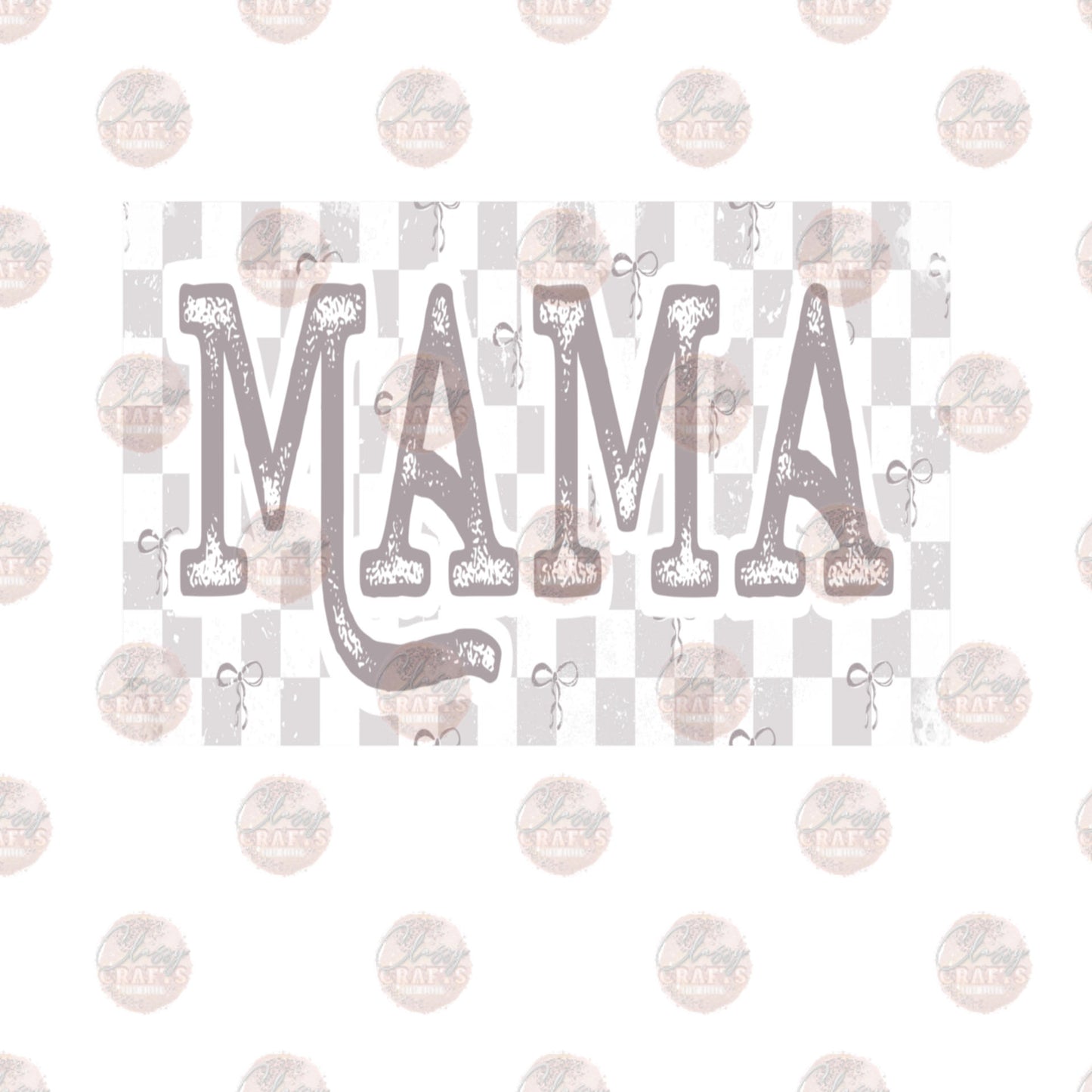 Silver Mama Distressed Checkered Transfer