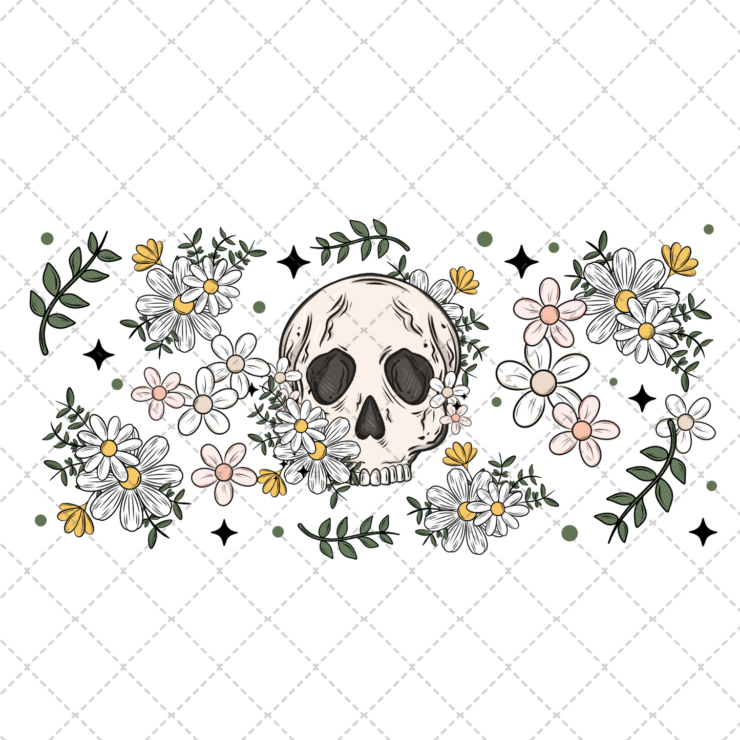 Skelly Floral Tumbler Wrap - Sublimation Transfer