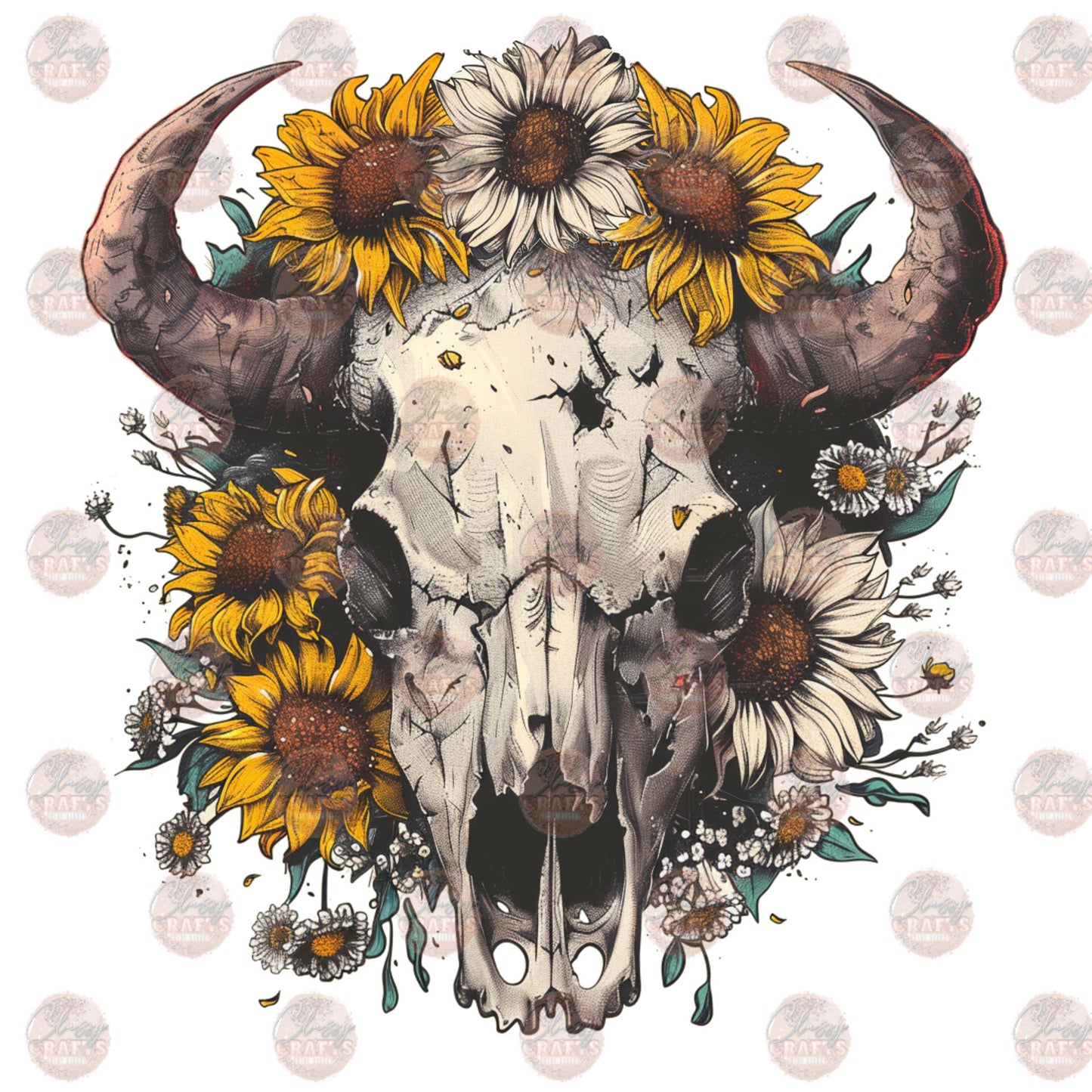 Skull Flowers Transfer