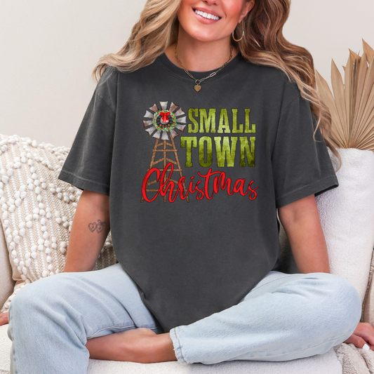 Small Town Christmas Wreath Transfer