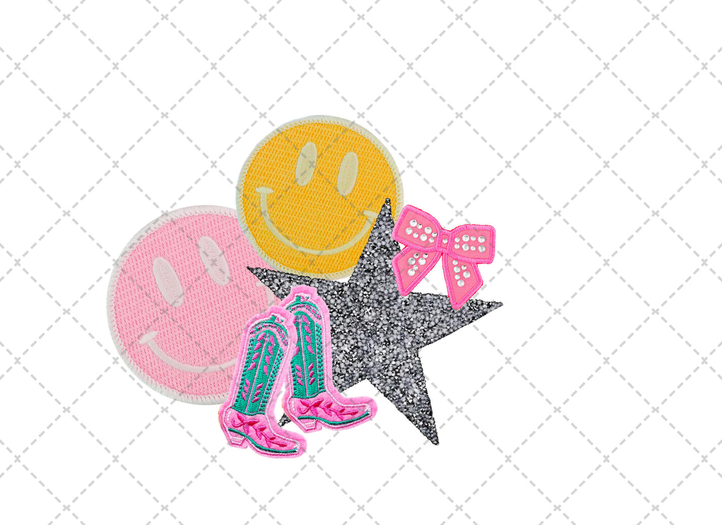 Smiley Boots Faux Patch Transfer