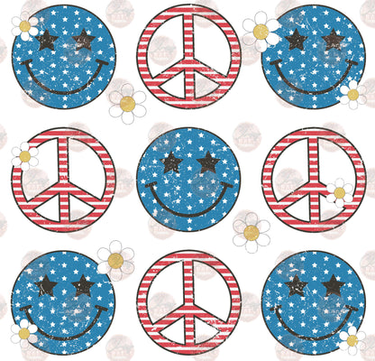 Smiley Floral Americana Transfer