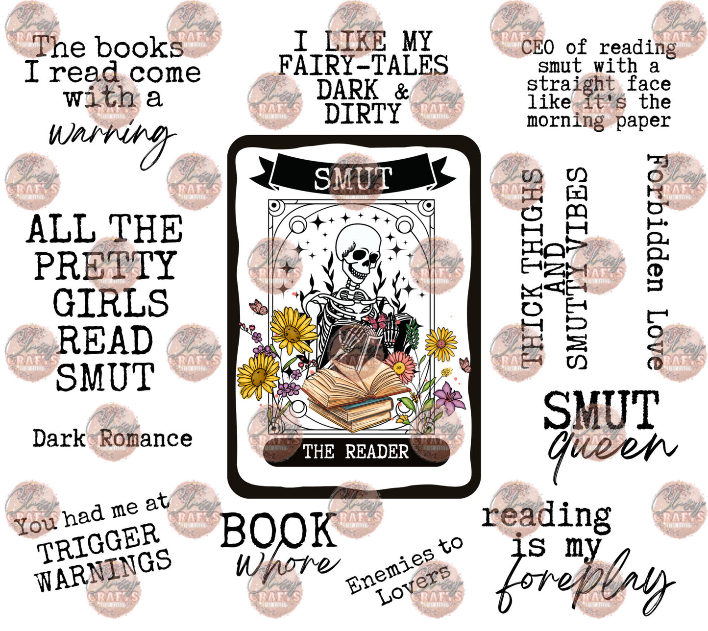 Smut The Reader Tumbler Wrap - Sublimation Transfer