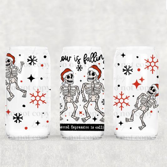 Snow Is falling Skellies White Libbey Wrap 16 Oz Transfer