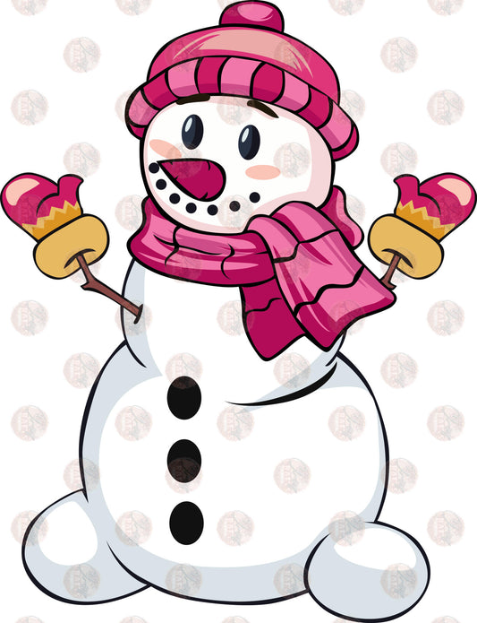 Snowman In Mittens - Sublimation Transfer