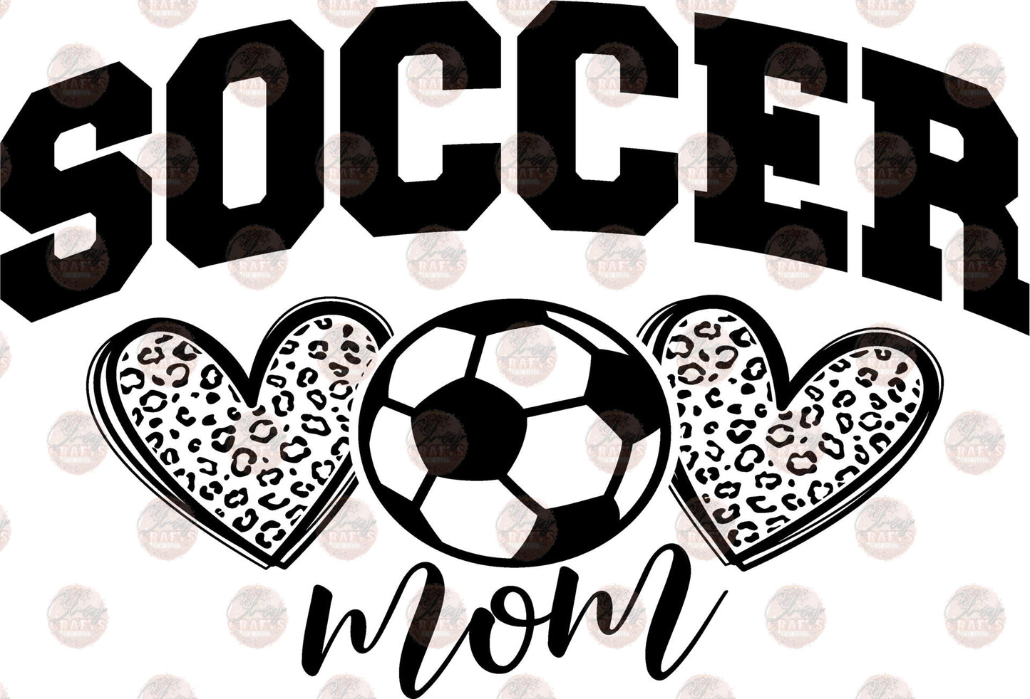 Soccer Mom Leopard Hearts Black Transfer