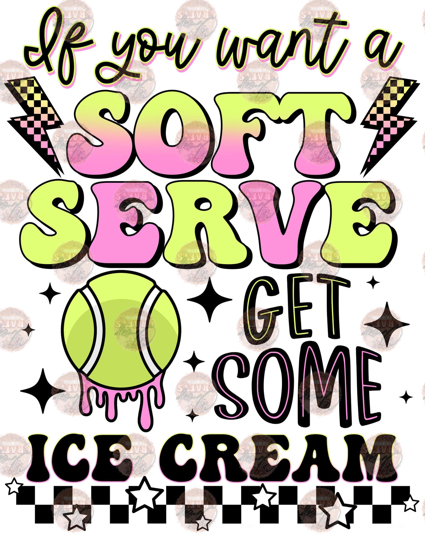 Soft Serve Tennis  ** TWO PART* SOLD SEPARATELY** Transfer