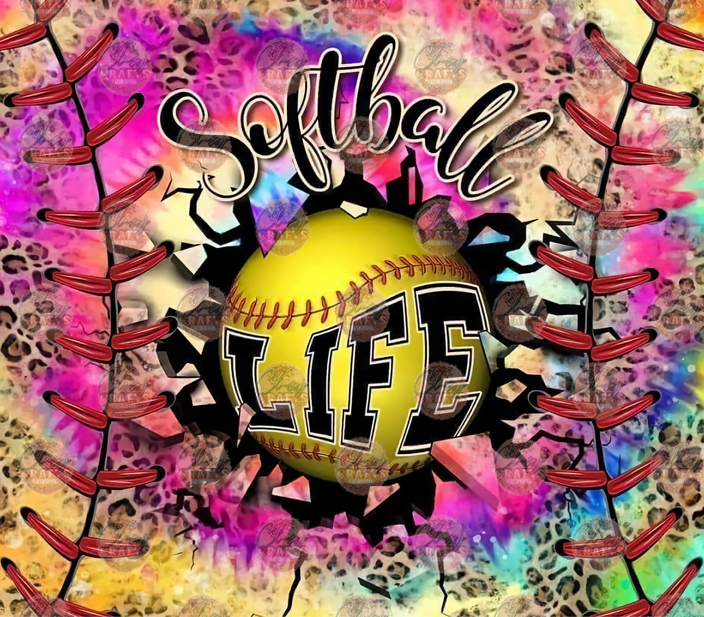 Softball Life Tumbler Wrap - Sublimation Transfer