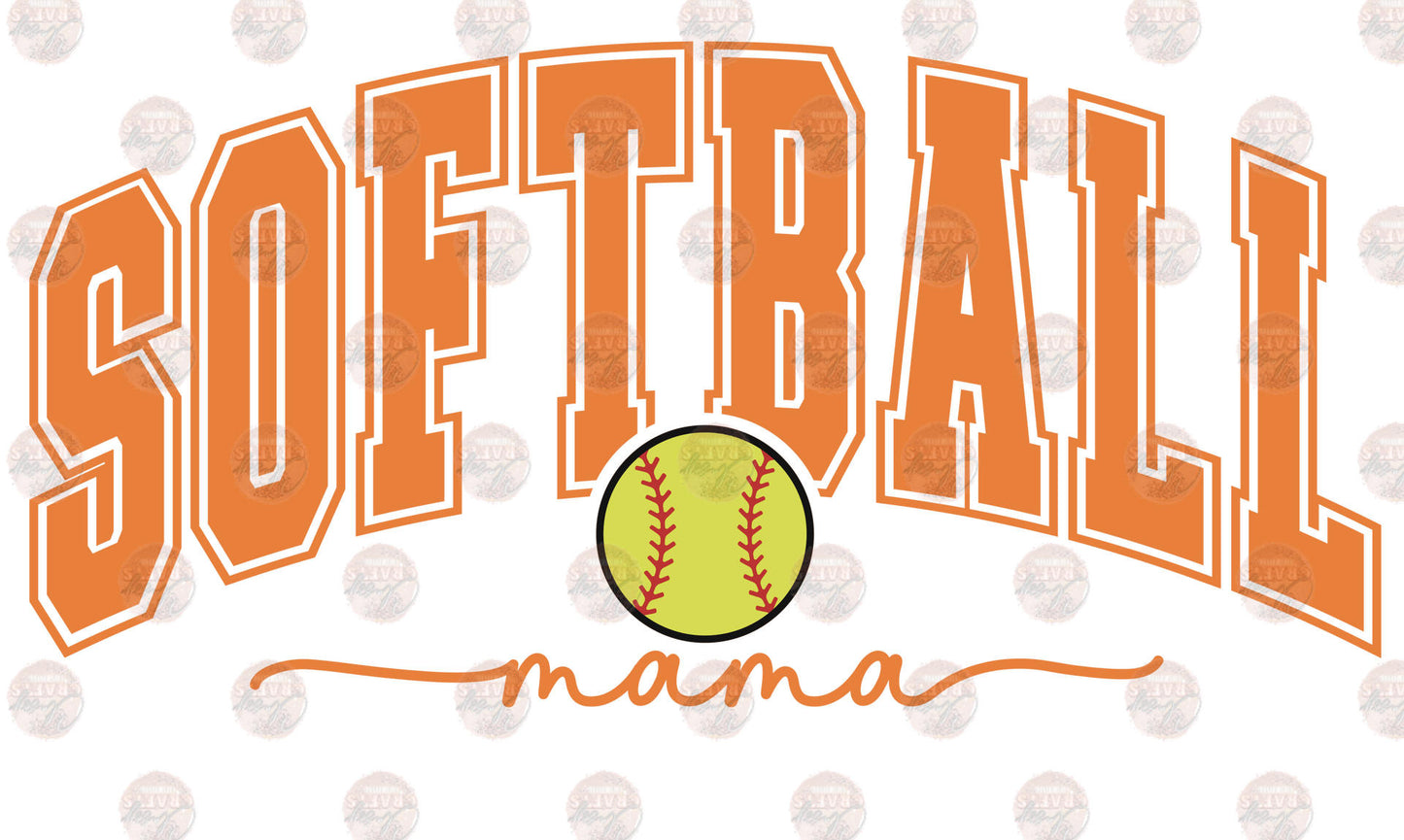 Softball Mama Orange Transfer