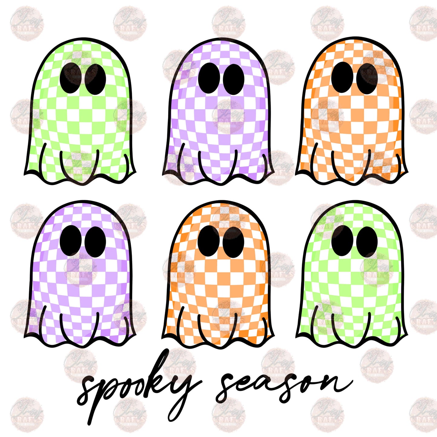 Spooky Checker Ghost **TWO PART * SOLD SEPERATE **Transfer