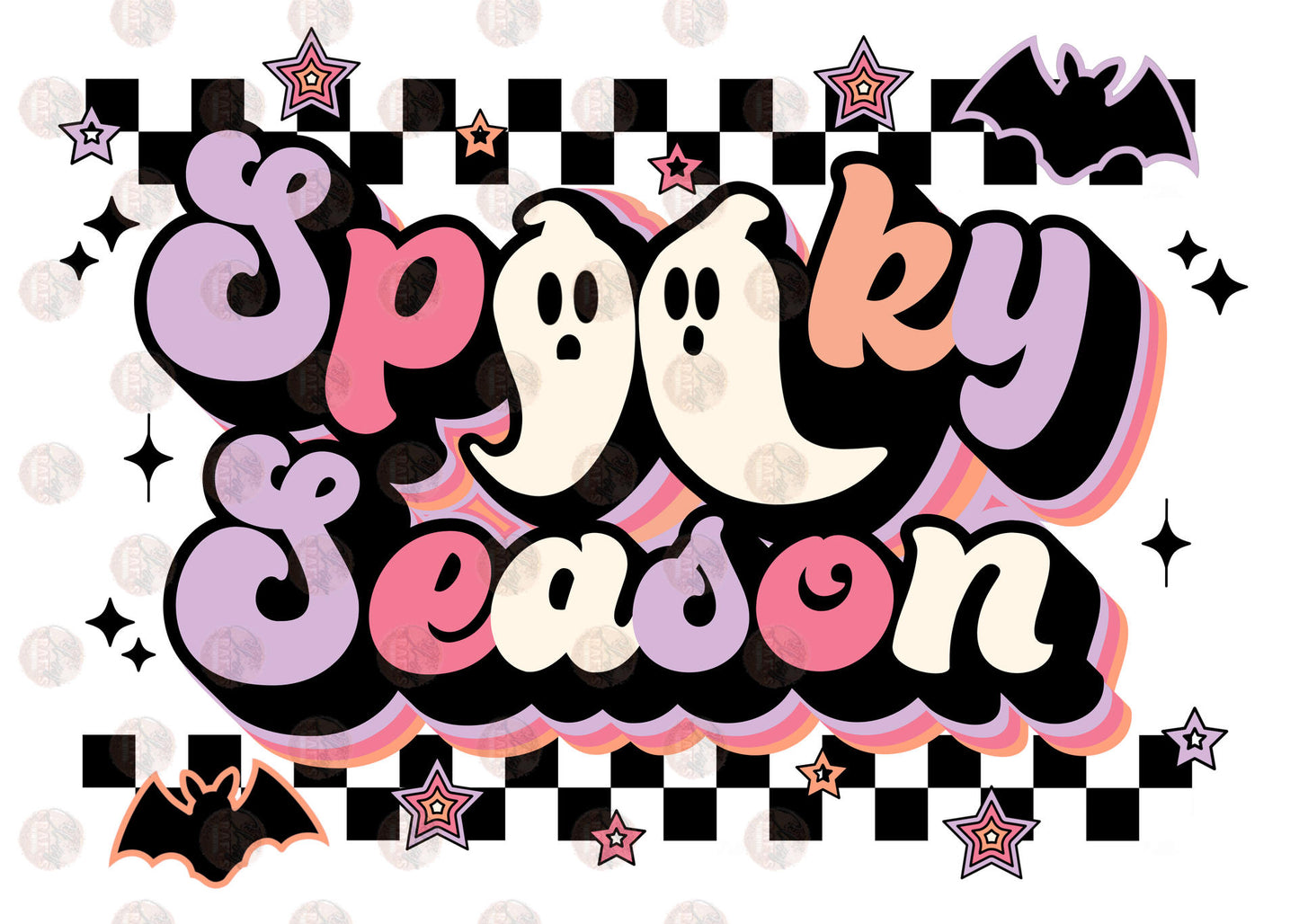 Spooky Season Stars & Bats Transfer