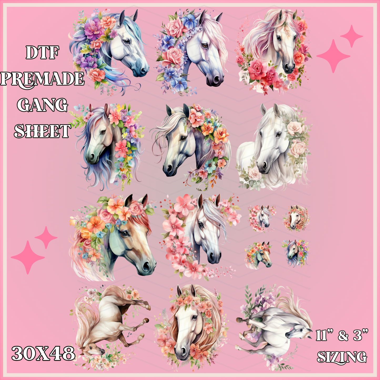 Spring Horse - 30x48 - PREMADE GANG SHEET