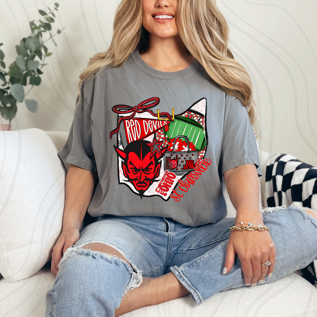 St. Clairsville Red Devils Game Day Coquette Transfer