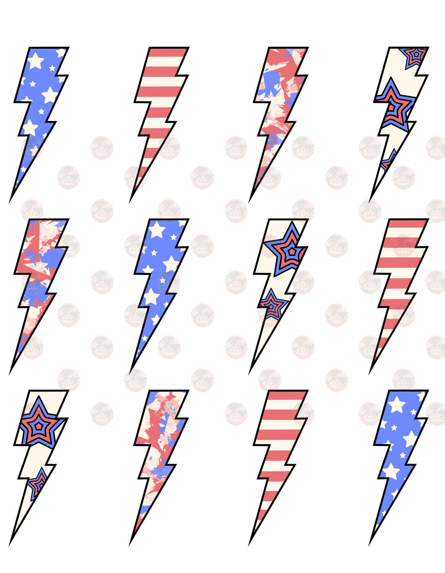 Stars & Stripes Bolts Transfer