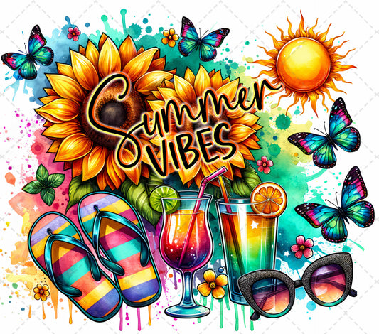 Summer Flip Flop Vibes Tumbler Wrap - Sublimation Transfer