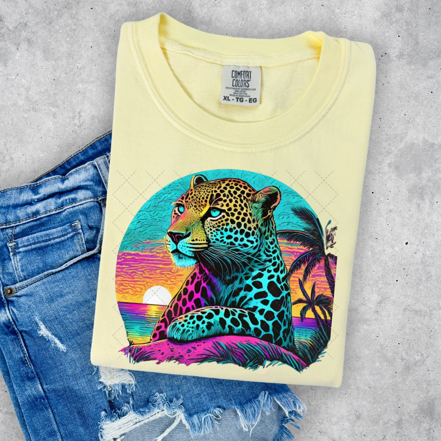 Summer Vibes Leopard Neon Beach Transfer