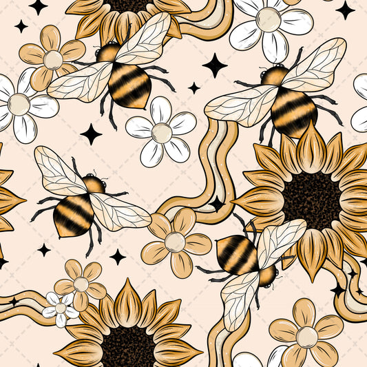 Sunflower Bee Tumbler Wrap - Sublimation Transfer