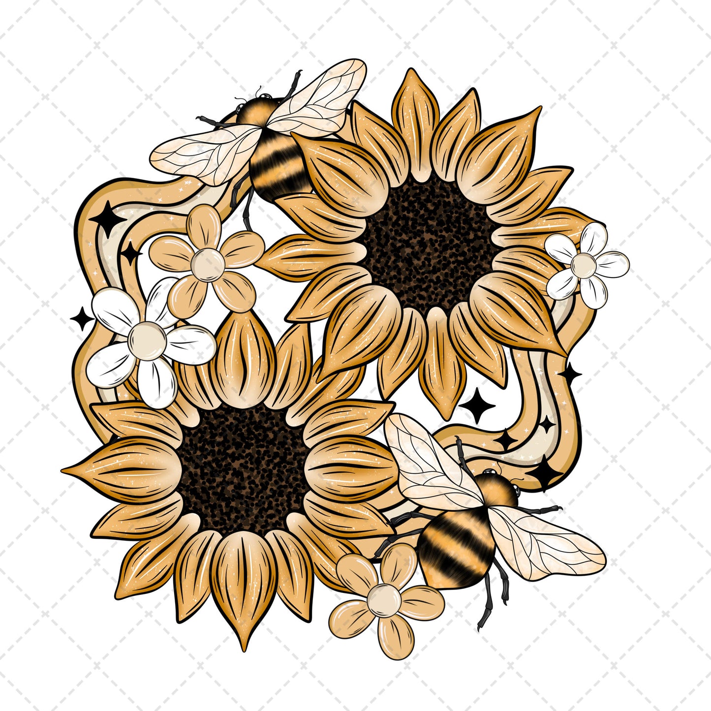 Sunflower Bee  **THREE PART* SOLD SEPARATELY** Transfer