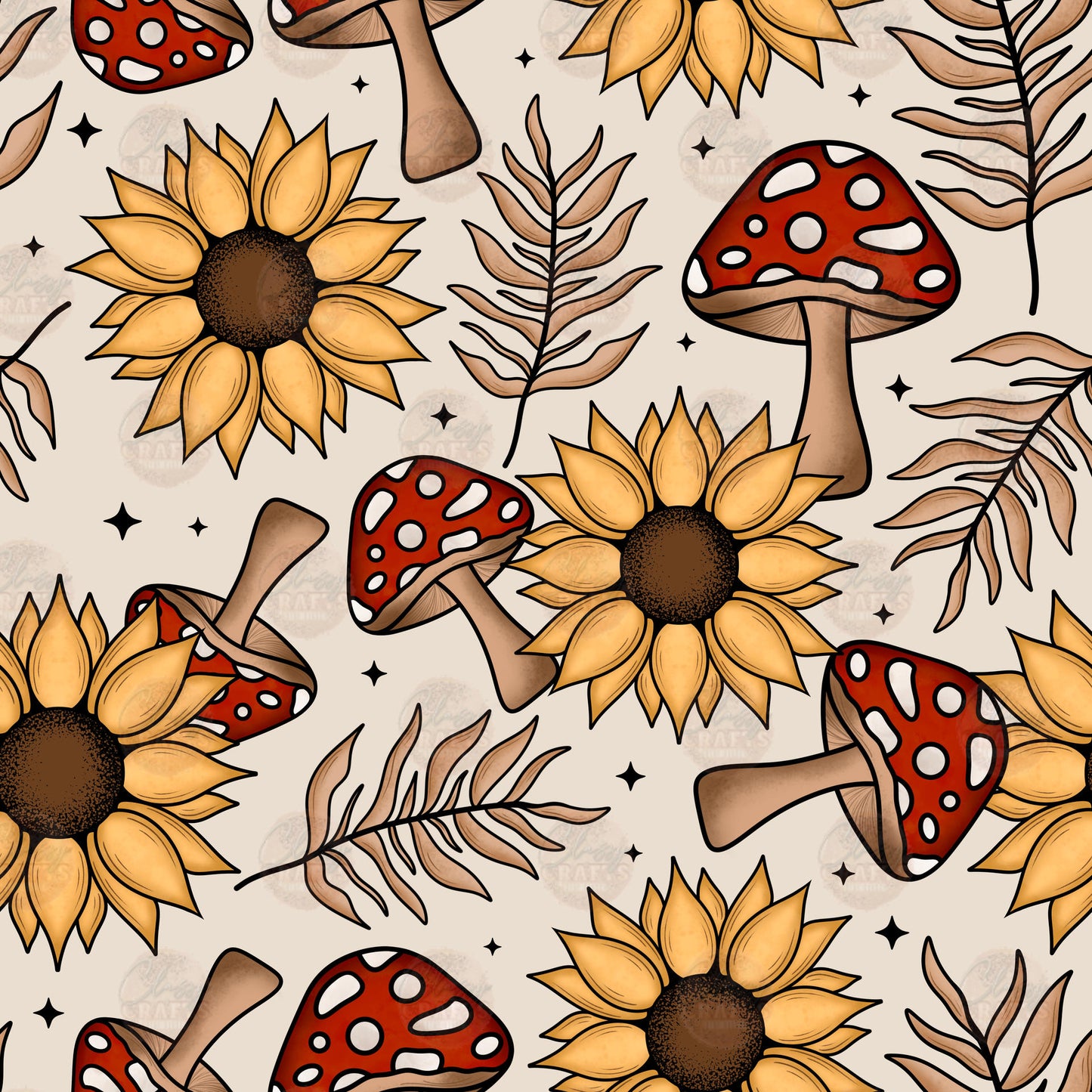 Sunflower Shrooms Seamless Wrap - Sublimation Transfer