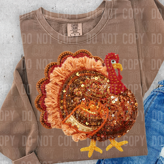 THANKSGIVING TURKEY YARN SEQUIN TRANSFER