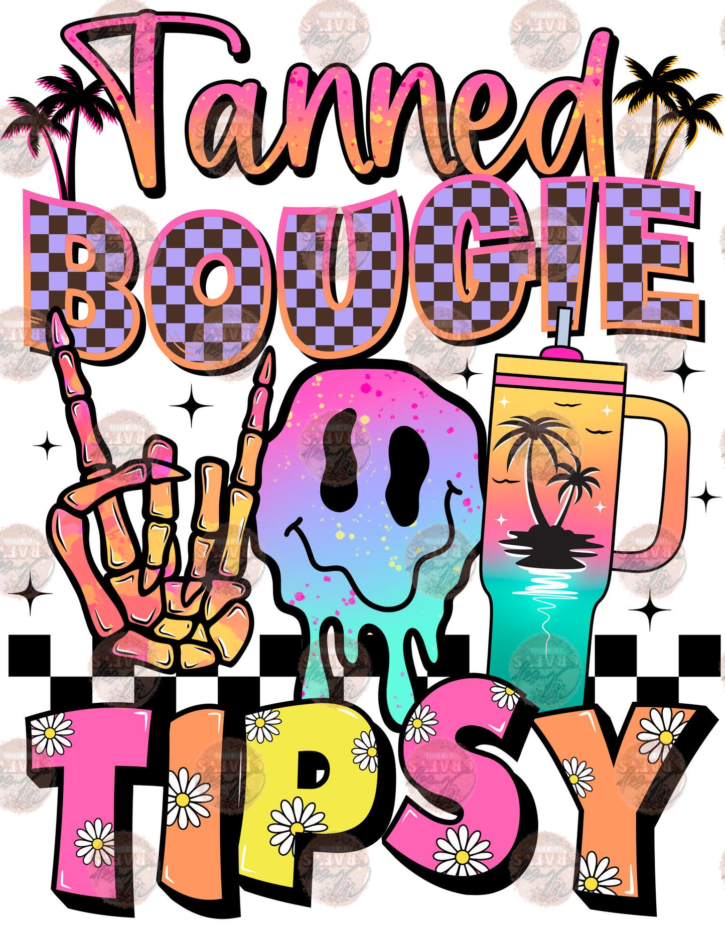 Tanned Bougie Tipsy Skelly Transfer