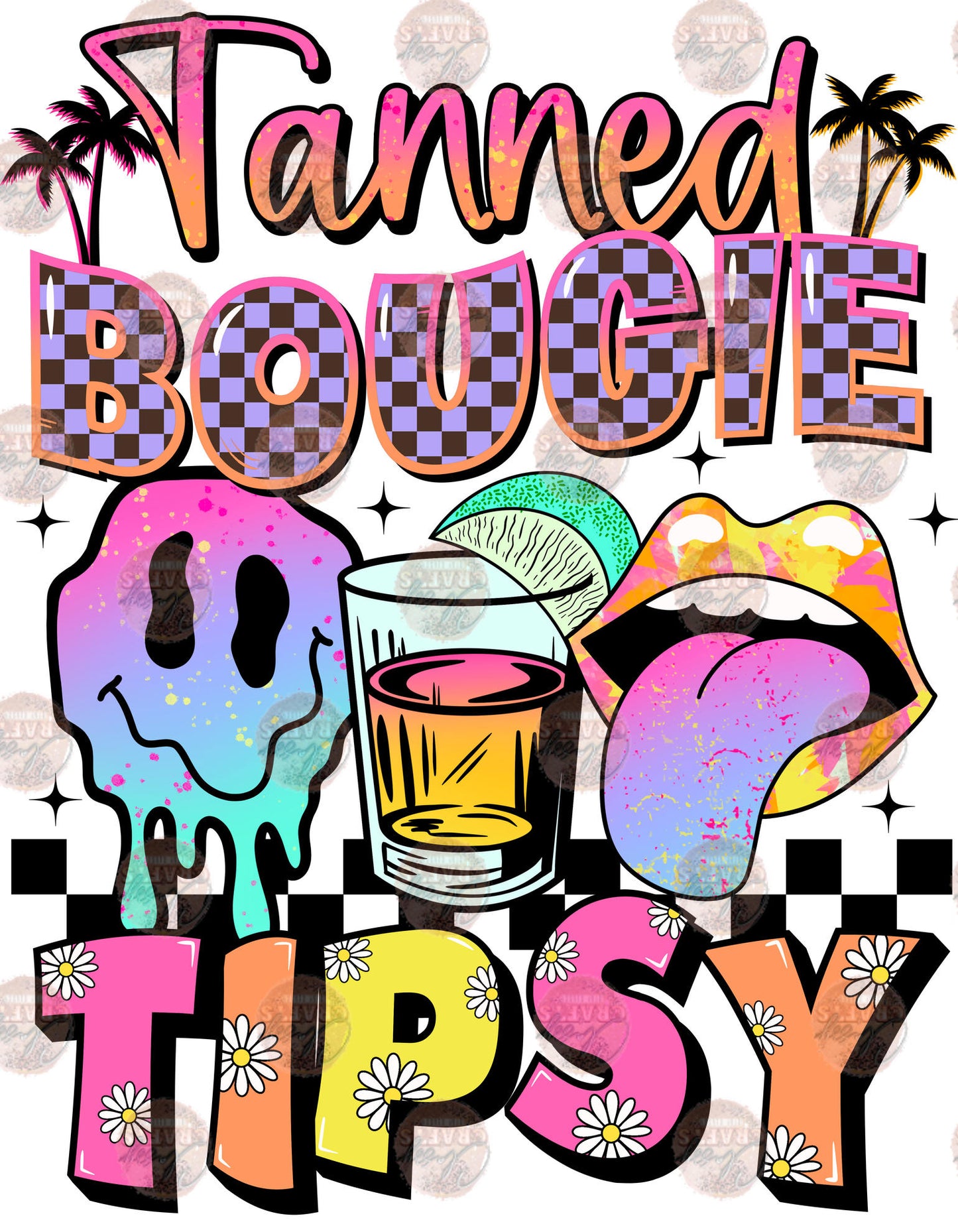 Tanned Bougie Tipsy Skelly Transfer