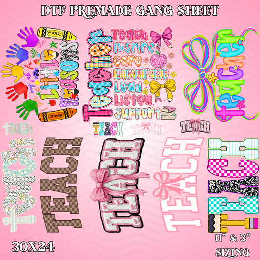 Spring Teacher - 30x24 -  PREMADE GANG SHEET