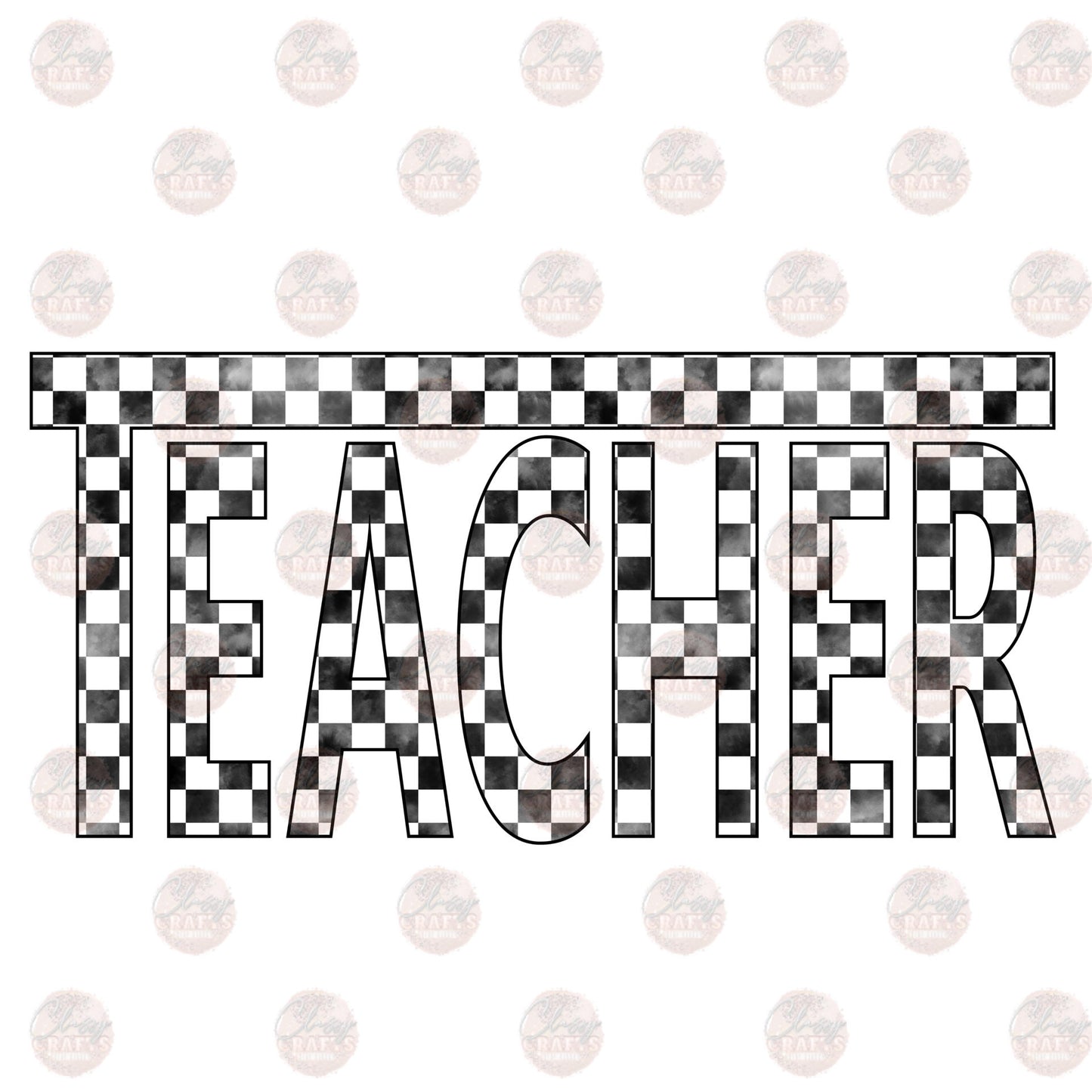 Teacher Black & White Checkered Transfer