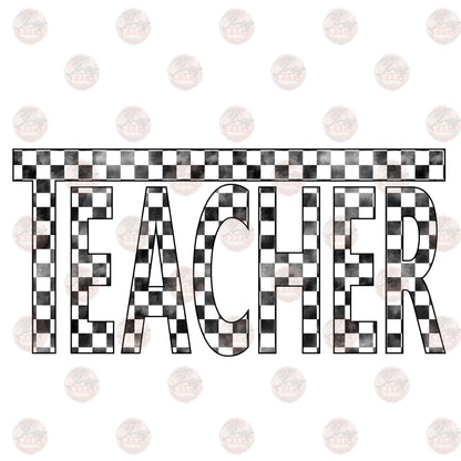 Teacher Black & White Checkered Transfer