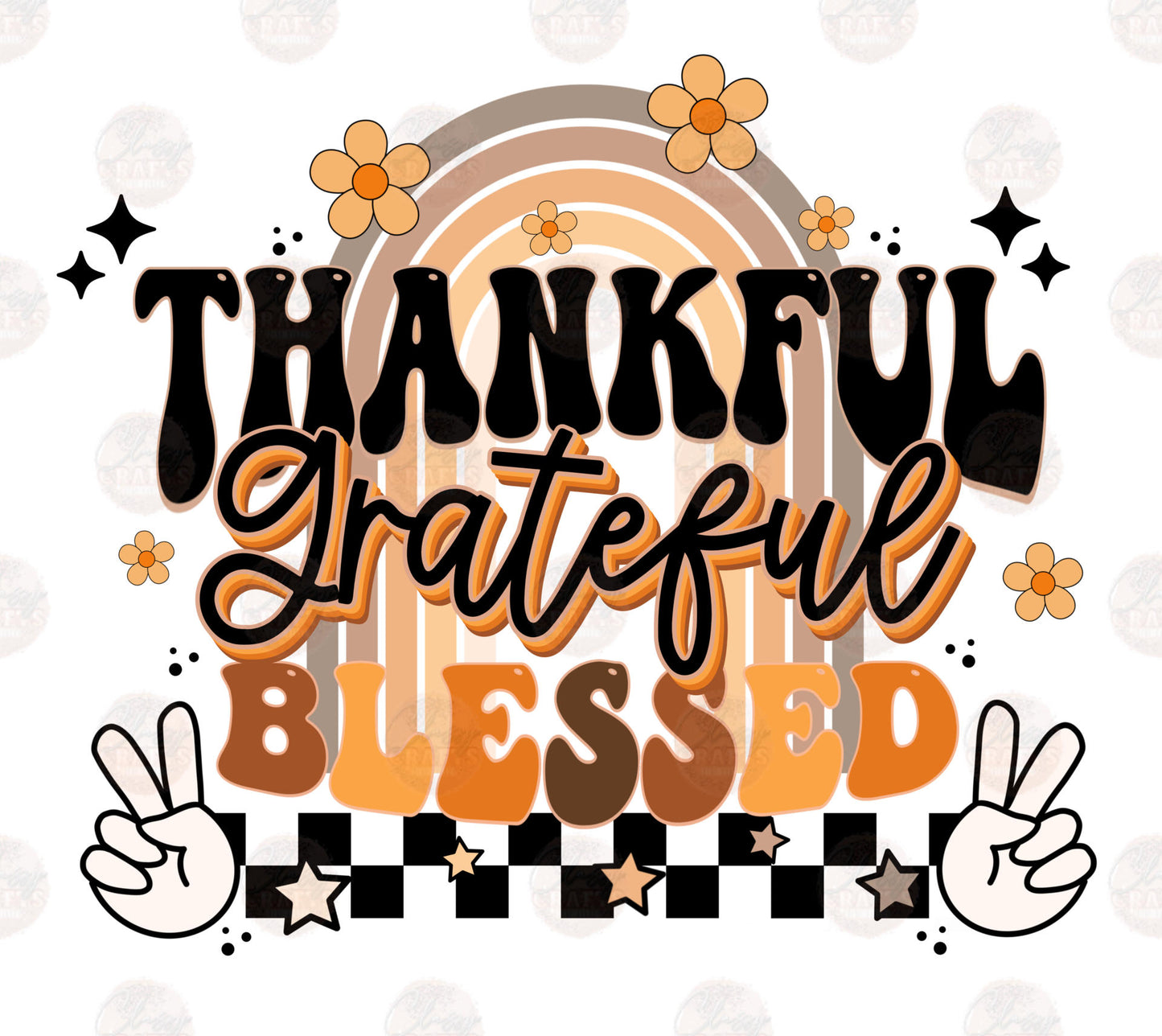 Thankful Grateful Blessed Boho Transfer