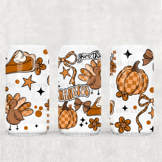 Thanksgiving Brown 16oz Libbey Wrap Transfer