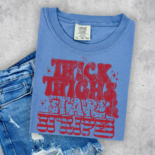 Thick Thighs Stars & Stripes Transfer