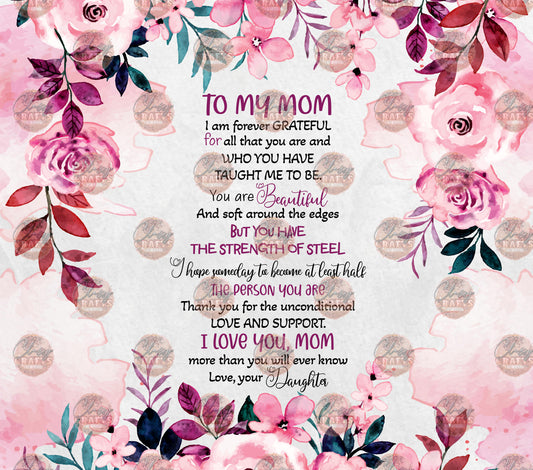 To My Mom Tumbler Wrap - Sublimation Transfer