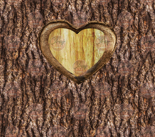 Tree Bark Heart Tumbler Wrap - Sublimation Transfer