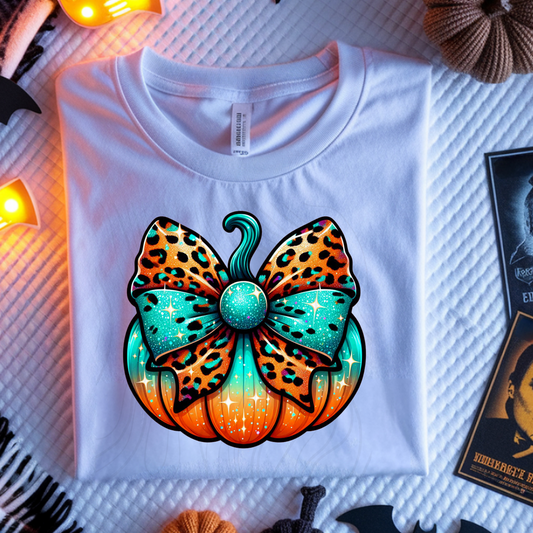 Turquoise And Orange Pumpkin Transfer