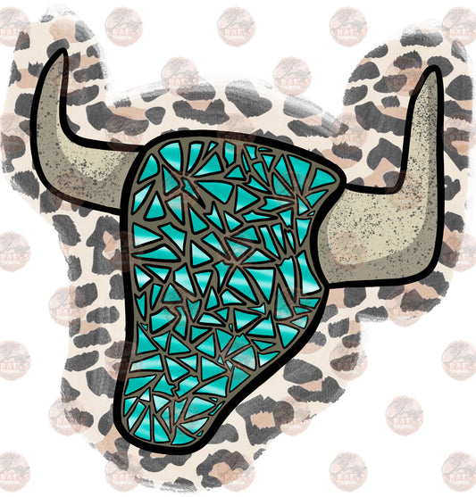 Turquoise Cow Skull - Sublimation Transfer