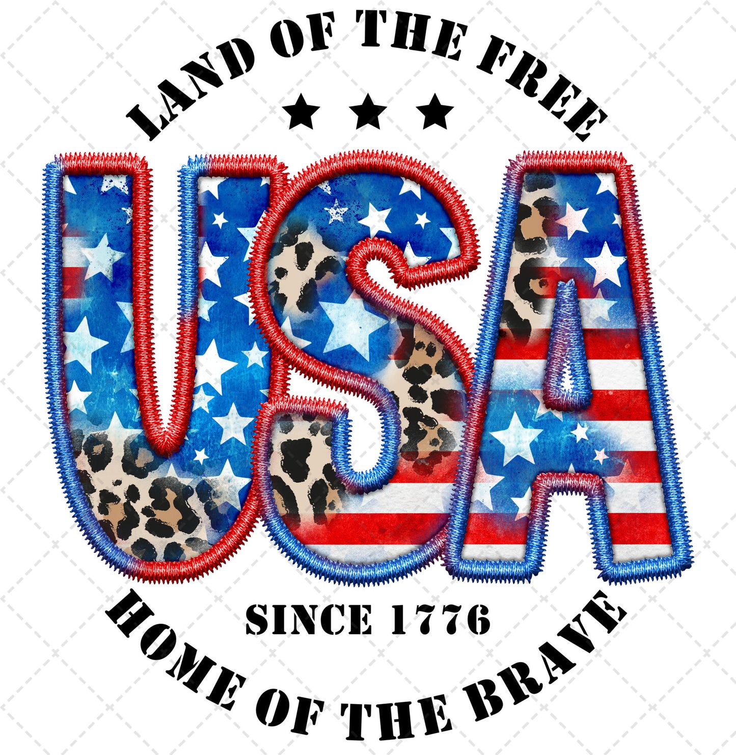 USA Red White Blue and Cheetah Transfer