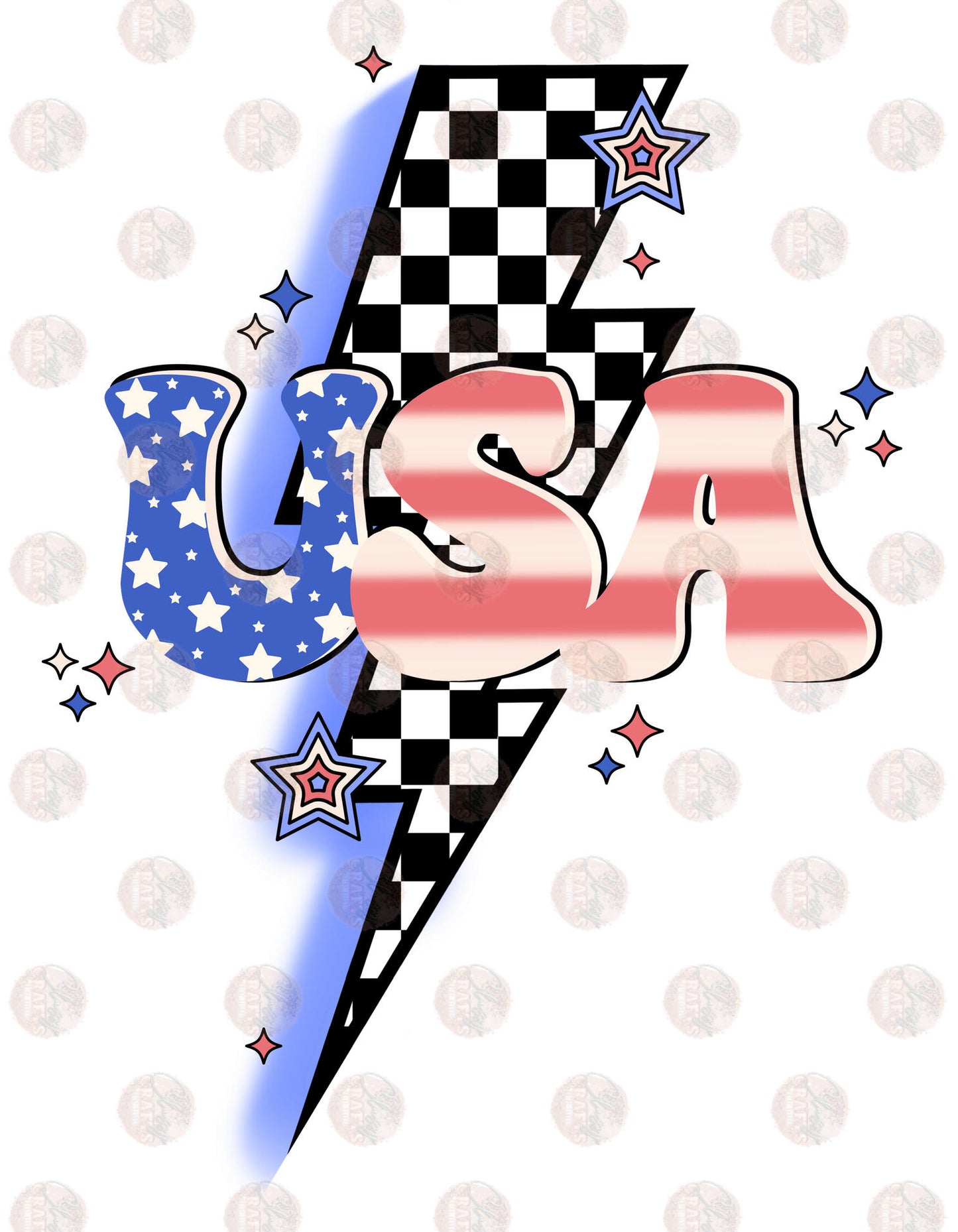 USA Retro Checkered Transfer