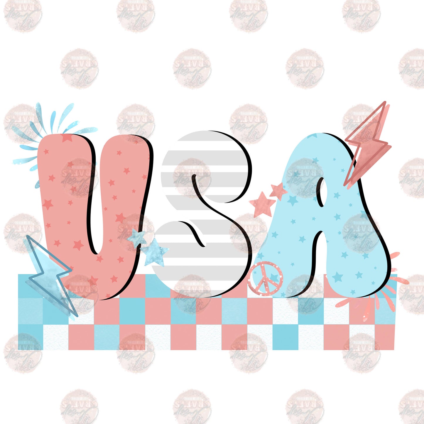 USA Checkered Retro Transfer